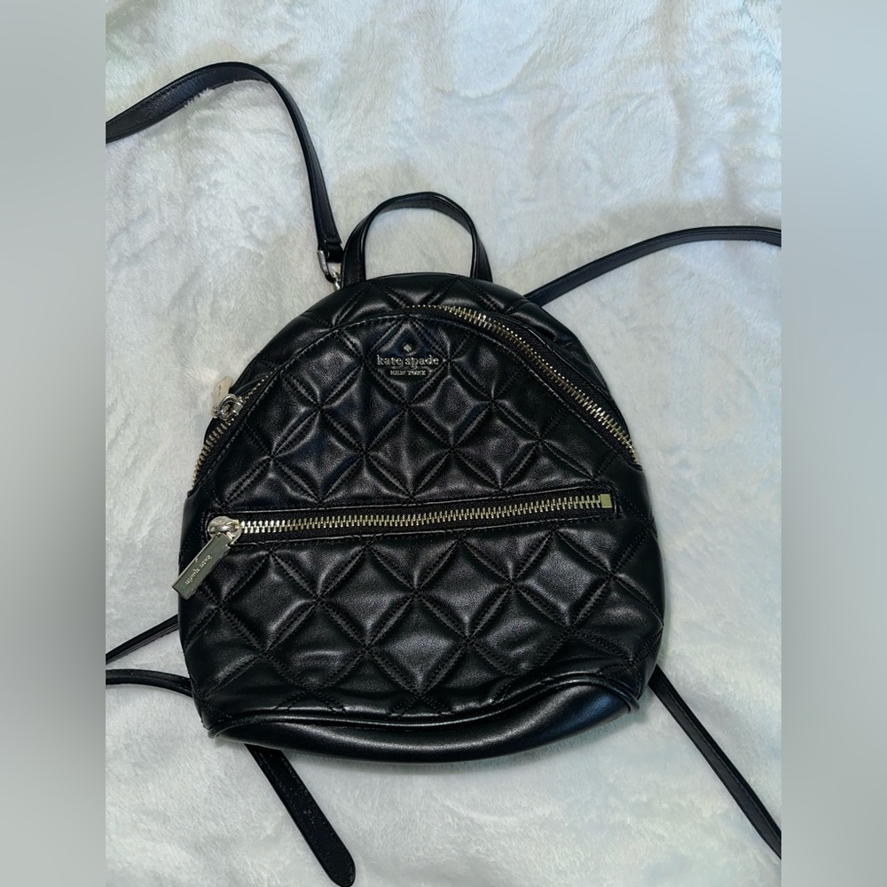 Kate Spade Leather Quilted Backpack with Gold Accents